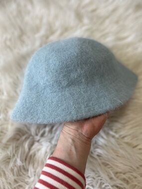 Y2K Bucket Hat Fuzzy Angora Icy Soft Blue Cozy Spring 🧊